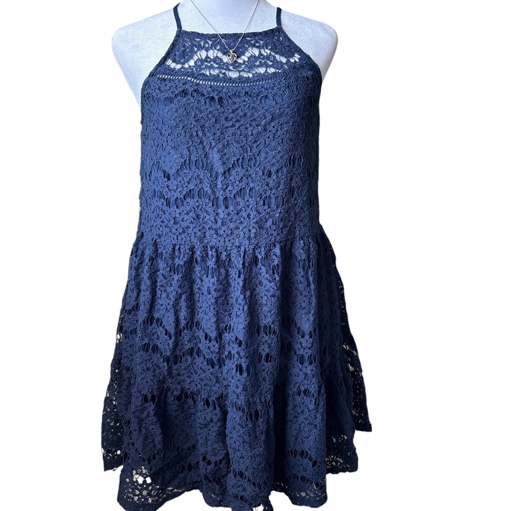 Speechless Blue Halter Tiered Dress